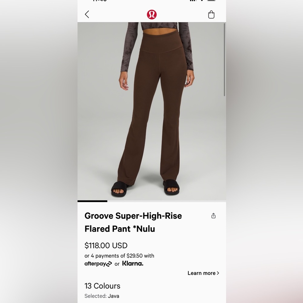 Lululemon brown groove flare, used